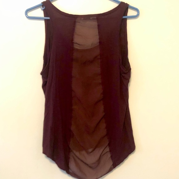 SALE 2for$15 High-Low Sheer Back Panel Tank Top Maroon Flowy DEX​ - Picture 1 of 5